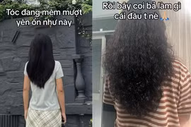 Làm tóc đón Tết, cô gái 'mếu máo' vì thành quả không như ý