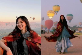 Ngắm vẻ đẹp ngọt ngào của Khánh Vân 'Mắt Biếc' trên khinh khí cầu tại Ai Cập