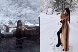 ‘Phú bà’ Tâm Tít gây chú ý với video ngâm mình trước trời tuyết trắng xóa