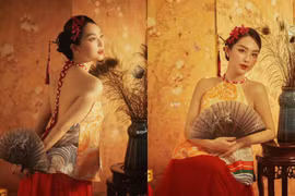 Nữ MC xứ Nghệ khoe trọn lưng trần trong bộ anh đón Tết Đoàn Viên