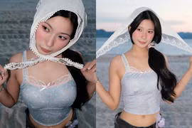 Lên đồ 'sương sương' đi biển, Tiktoker Quỳnh Bei vẫn chiếm trọn spotlight