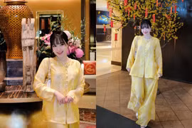 'Dâu hào môn' Vân Tiny khoe dáng ngọt ngào với áo bà ba