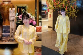 'Dâu hào môn' Vân Tiny khoe dáng ngọt ngào với áo bà ba