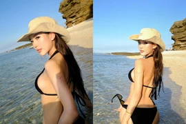 Wyn Anh nóng bỏng với bikini nhỏ xíu, khoe dáng trên biển