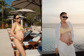 Tiktoker đình đám Linda Ngô thả dáng trong bikini, khoe bụng bầu vượt mặt