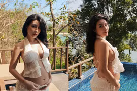 Bà xã Rhymastic tự tin khoe dáng mẹ bầu 5 tháng cực 'slay'