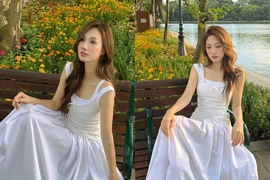 Nàng thơ Hoàng Khánh Ly khoe vẻ đẹp mong manh, tinh khôi bên hồ Gươm