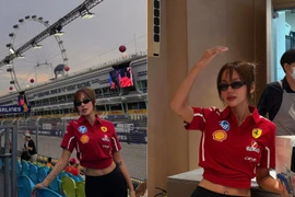 'Vợ quốc dân' Phương Ly lên đồ cực slay đi xem đua xe F1