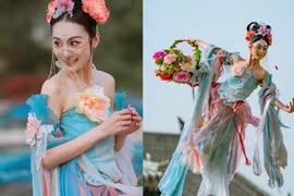 Nhan sắc của chị Hằng trong màn 'thiên nữ rải hoa' viral mùa Trung thu