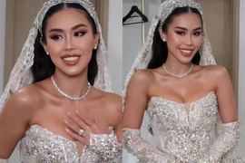 Cô dâu Tiên Nguyễn trang điểm mắt khói sắc sảo, nhan sắc 'đỉnh chóp'