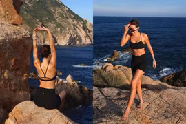 Phương Ly gợi cảm với làn da nâu và body săn chắc trên biển