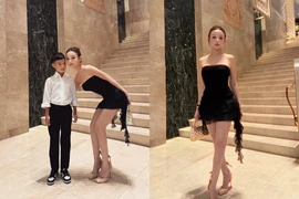 Huyền Baby giao diện búp bê không tuổi, đứng cạnh con trai như hai chị em