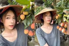 Hot girl viral với loạt ảnh thôn nữ bên vườn vải chín mọng