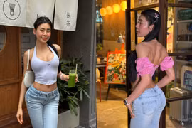 Chỉ diện quần jean, áo thun nhưng hot girl phòng gym vẫn cuốn không lối thoát