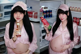 "Hot girl trứng rán" rạng rỡ trong bộ ảnh mẹ bầu vào bếp