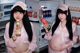 "Hot girl trứng rán" rạng rỡ trong bộ ảnh mẹ bầu vào bếp