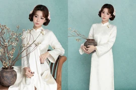 Hot girl Tammy Phạm gia nhập đường đua áo dài Tết với bộ ảnh dịu dàng