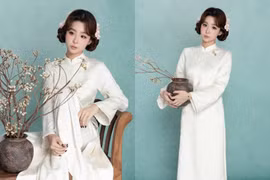 Hot girl Tammy Phạm gia nhập đường đua áo dài Tết với bộ ảnh dịu dàng