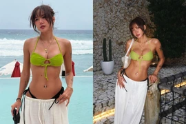 ‘Vợ quốc dân’ Phương Ly đốt mắt với bikini bé xíu