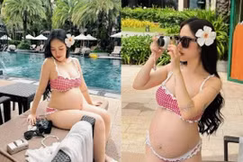 Mẹ bầu Joyce Phạm rạng ngời với bikini ở tháng cuối thai kỳ