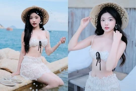 Ngắm Quỳnh Trương "cân đẹp" bikini ren trắng hút hồn netizen