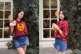 Bạn gái Văn Thanh tranh thủ khoe dáng nuột giữa thành Vinh