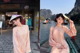 Hot girl Wyn Anh diện áo dài ngọt ngào giữa phố cổ Tràng An