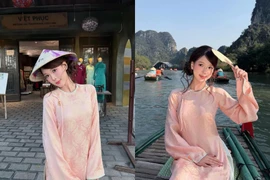 Hot girl Wyn Anh diện áo dài ngọt ngào giữa phố cổ Tràng An