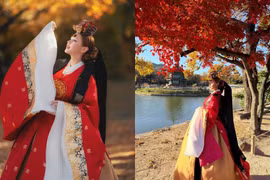Xoài Non 'xả kho' ảnh du lịch Hàn Quốc, diện Hanbok dịu dàng