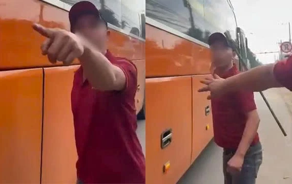 Lơ xe khách cầm gậy, định hành hung người đi xe máy