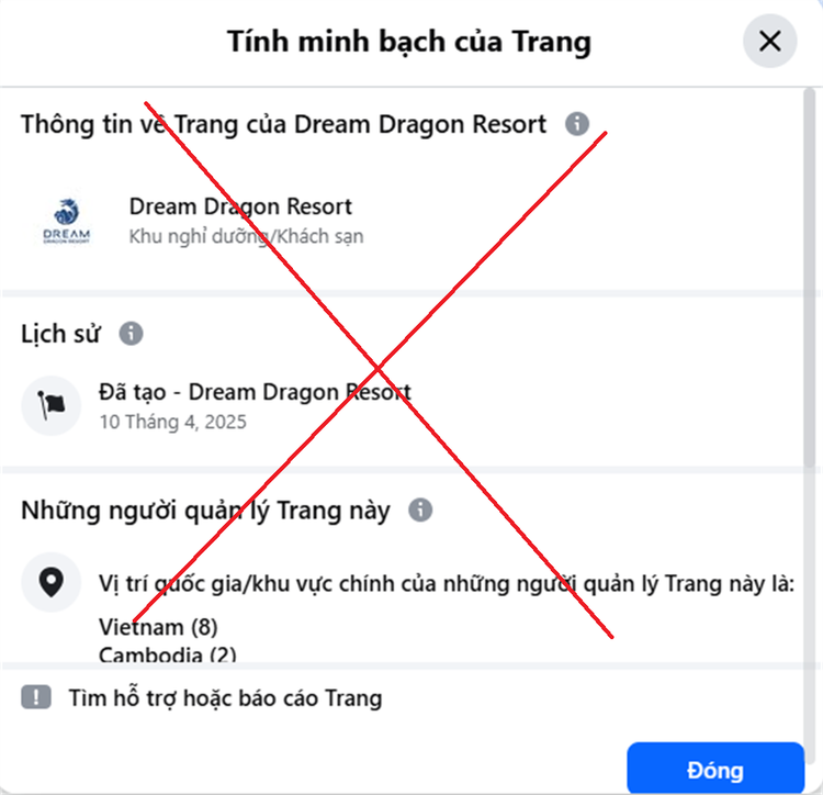 Hình ảnh page giả, mạo danh Dream Dragon Resort. 345.png