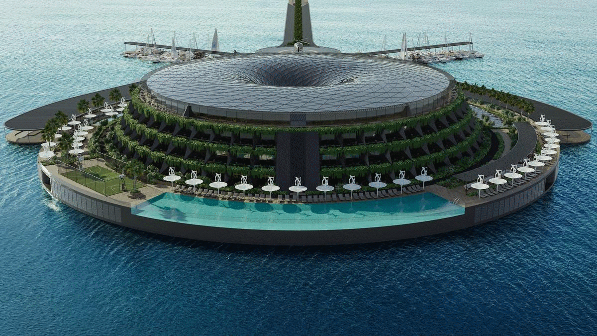 Hayri Atak Architectural Design Studio (HAADS) vừa hé lộ thiết kế khách sạn nổi Eco-Floating tại Qatar.