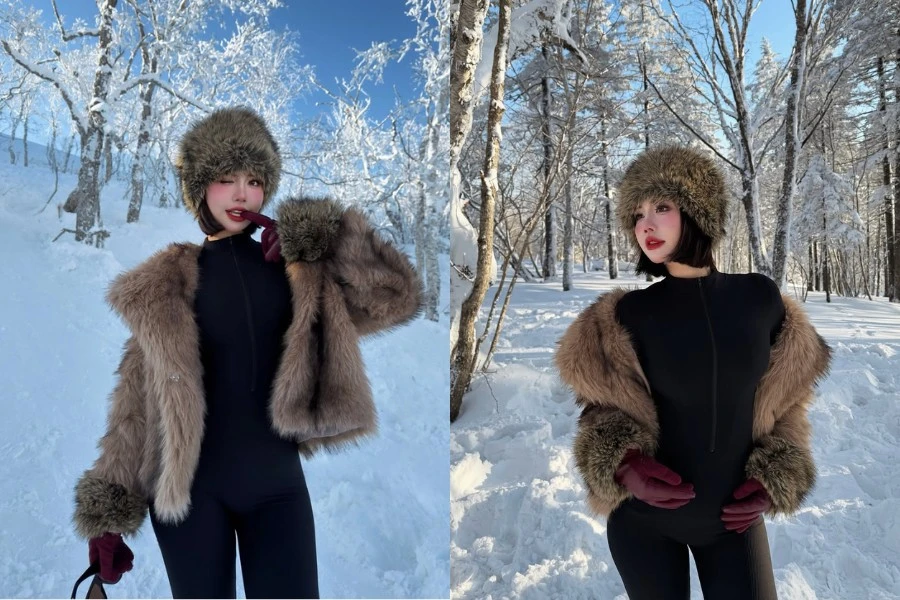 Hot girl Chu Mạc Thúy Quỳnh khoe dáng 'cực cháy' giữa khung cảnh tuyết trắng