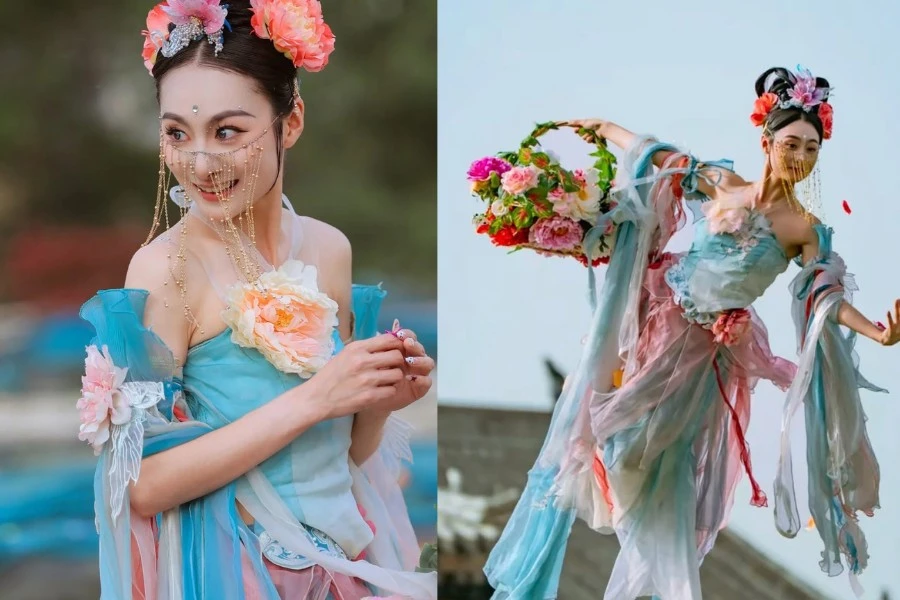 Nhan sắc của chị Hằng trong màn 'thiên nữ rải hoa' viral mùa Trung thu