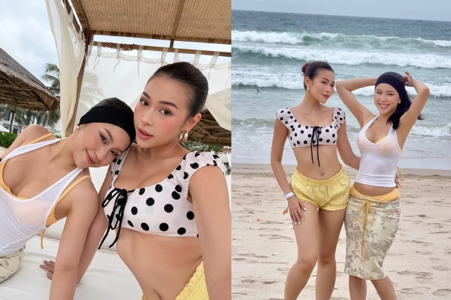 Bộ đôi nữ beauty blogger đình đám đi biển với outfit cực cháy