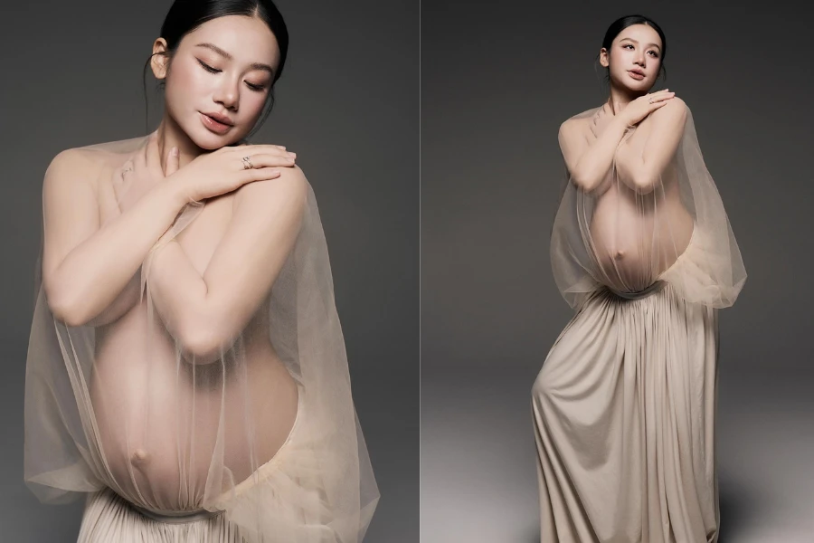 Tranh cãi bộ ảnh bầu bán nude của cô dâu từng viral mạng xã hội