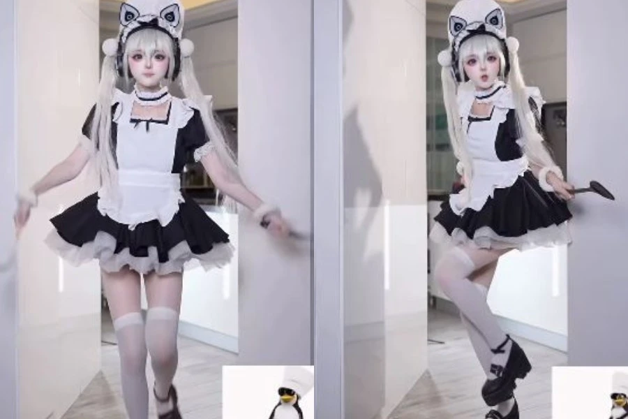 Hoá thân thành cô hầu gái, nữ coser nhảy 'vũ điệu cánh cụt' hút hồn fan