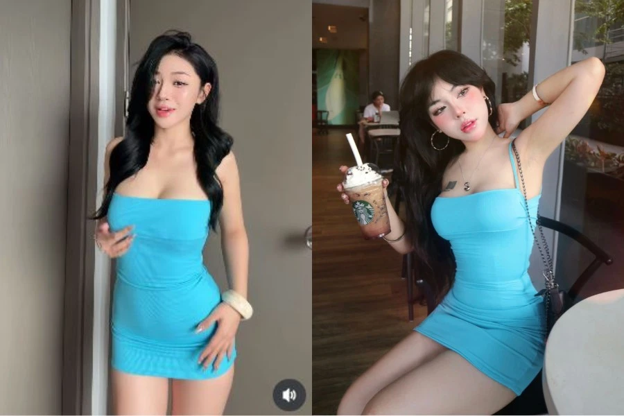Loạt hot girl cùng đụng hàng chiếc váy xanh ‘hot nhất mạng xã hội’