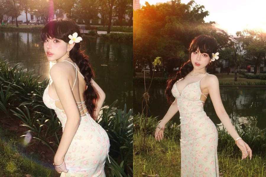 Khoảnh khắc đẹp 'lịm tim' của hot girl Bảo Khuyên Susan dưới hoàng hôn