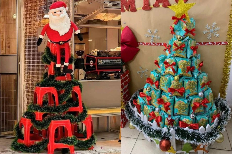 Loạt cây thông 'cây nhà lá vườn' khiến netizen thích thú 