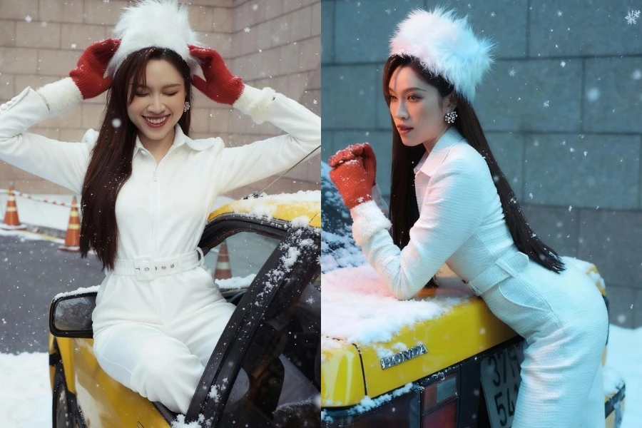 'MC chân dài' Thanh Thanh Huyền gây thương nhớ với bộ ảnh Noel tuyết trắng