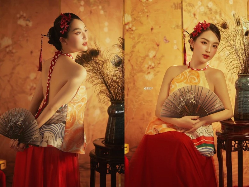 Nữ MC xứ Nghệ khoe trọn lưng trần trong bộ anh đón Tết Đoàn Viên