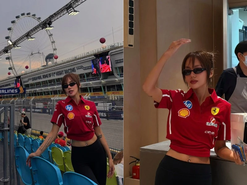 'Vợ quốc dân' Phương Ly lên đồ cực slay đi xem đua xe F1