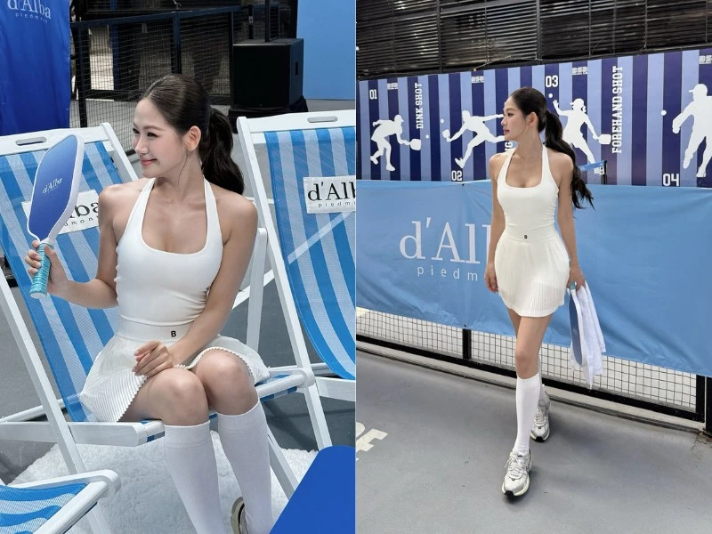 Gái xinh Túc Anh Hoa khoe dáng trên sân pickleball hút ánh nhìn