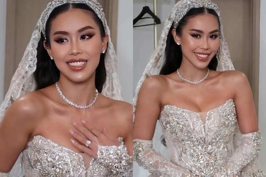 Cô dâu Tiên Nguyễn trang điểm mắt khói sắc sảo, nhan sắc 'đỉnh chóp'