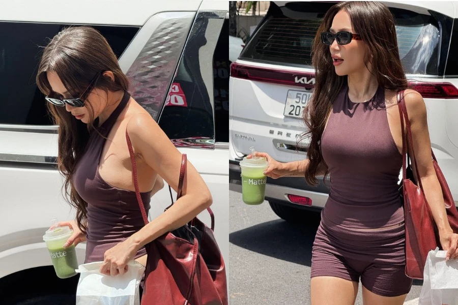 Sĩ Thanh diện đồ tập dạo phố khoe body nuột nà, U40 vẫn 'đốt mắt' người nhìn