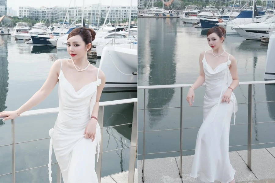 Quỳnh Kool khoe dáng kiều nữ trên bến du thuyền