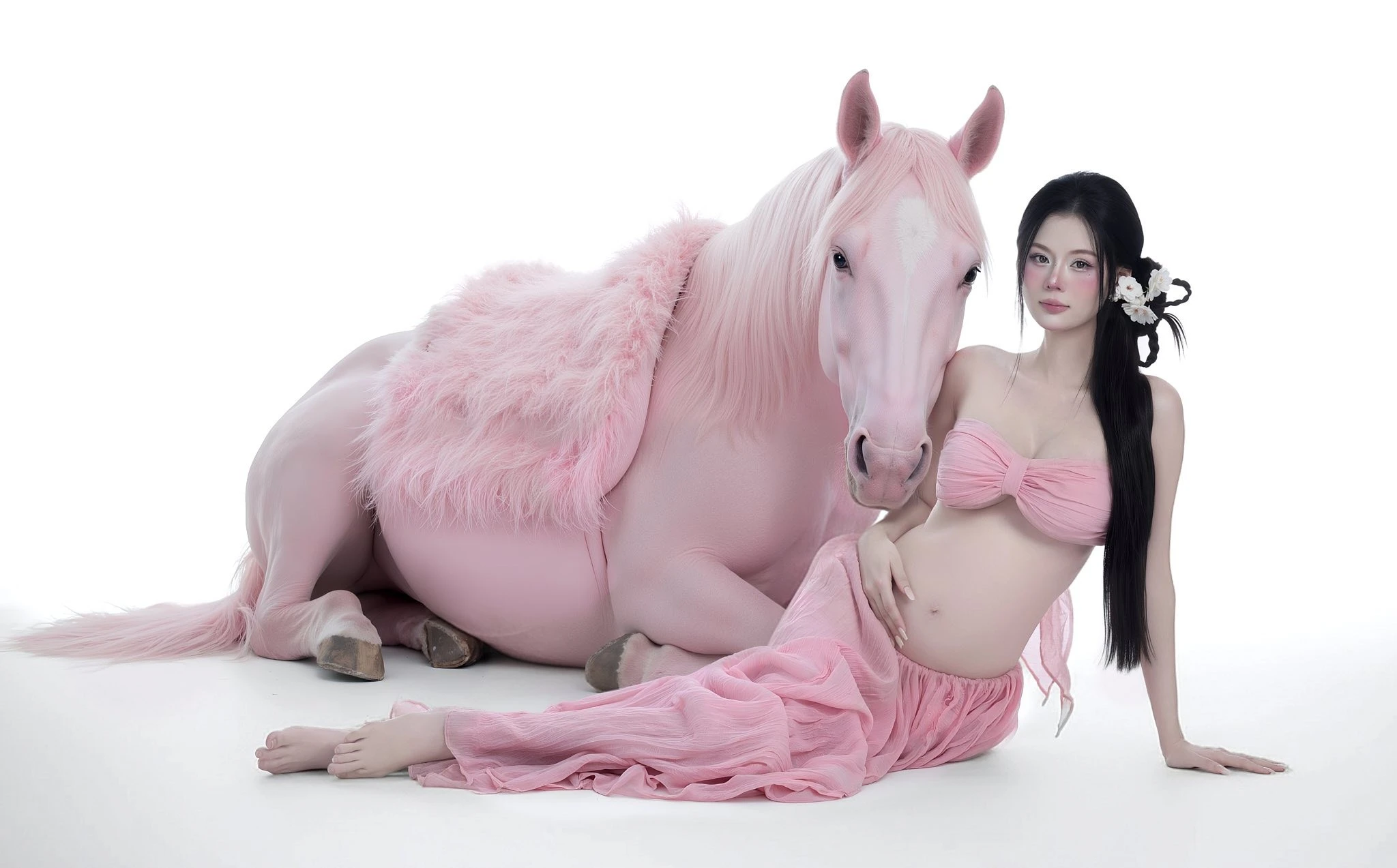 Danh tính mỹ nhân viral với bộ ảnh bầu bên chú ngựa hồng