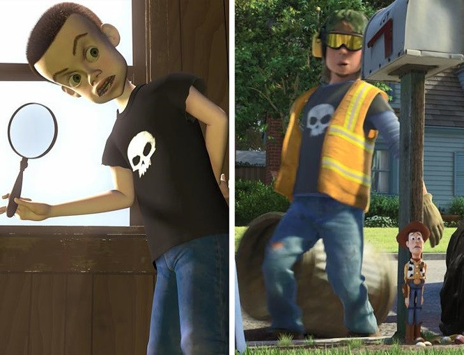8. Toy Story 3 (2010): Sau 15 năm, cậu bé Sid đã khôn lớn và trở thành… công nhân vệ sinh.