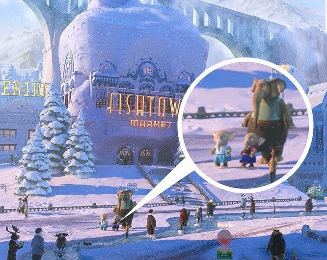 6. Zootopia (2016): Nếu bạn tự hỏi Vũ trụ điện ảnh của Disney nổi tiếng đến thế nào thì hãy nhìn vào bộ trang phục cosplay Elsa và Anna của 2 chú voi con.